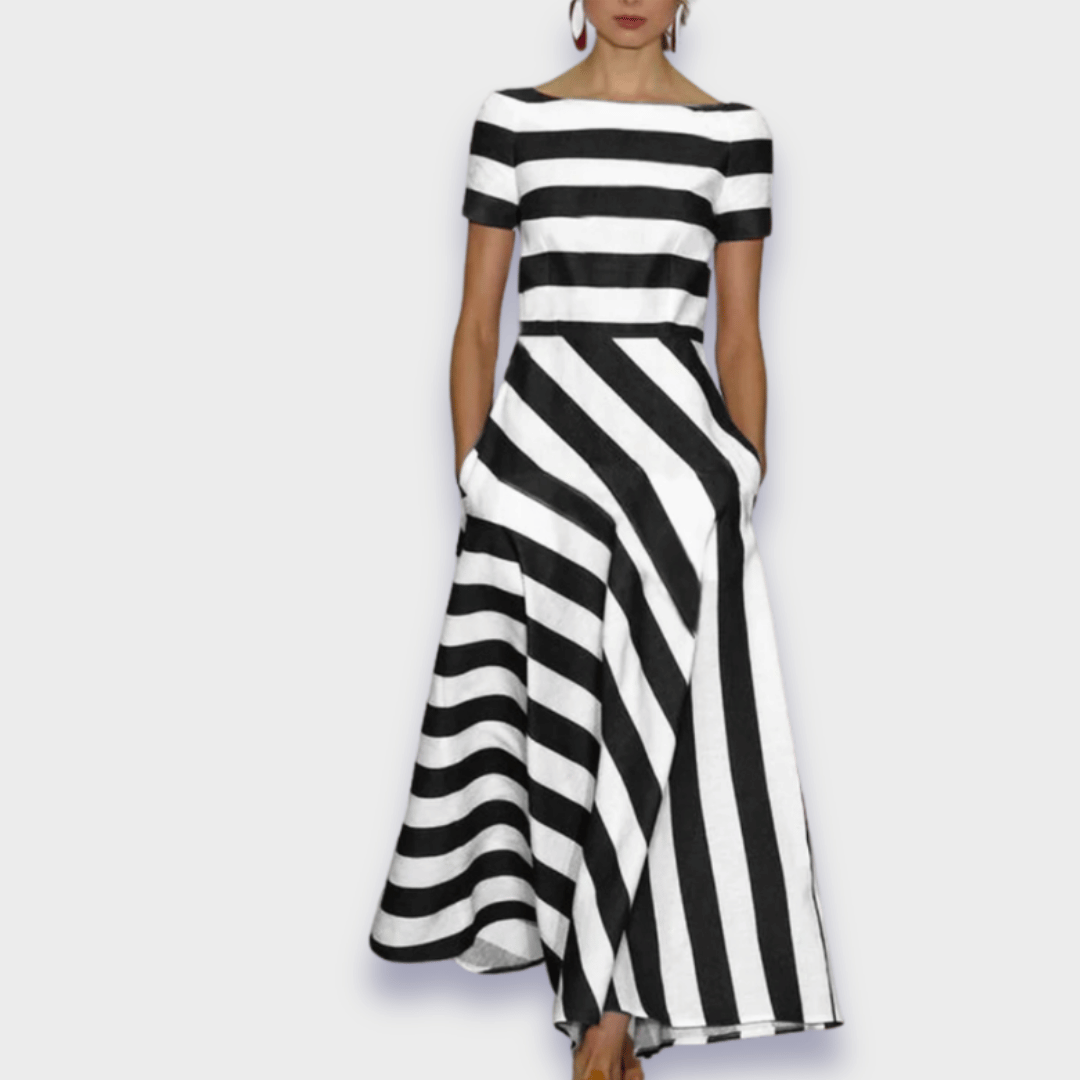 Vestit llarg de ratlles fet a mà