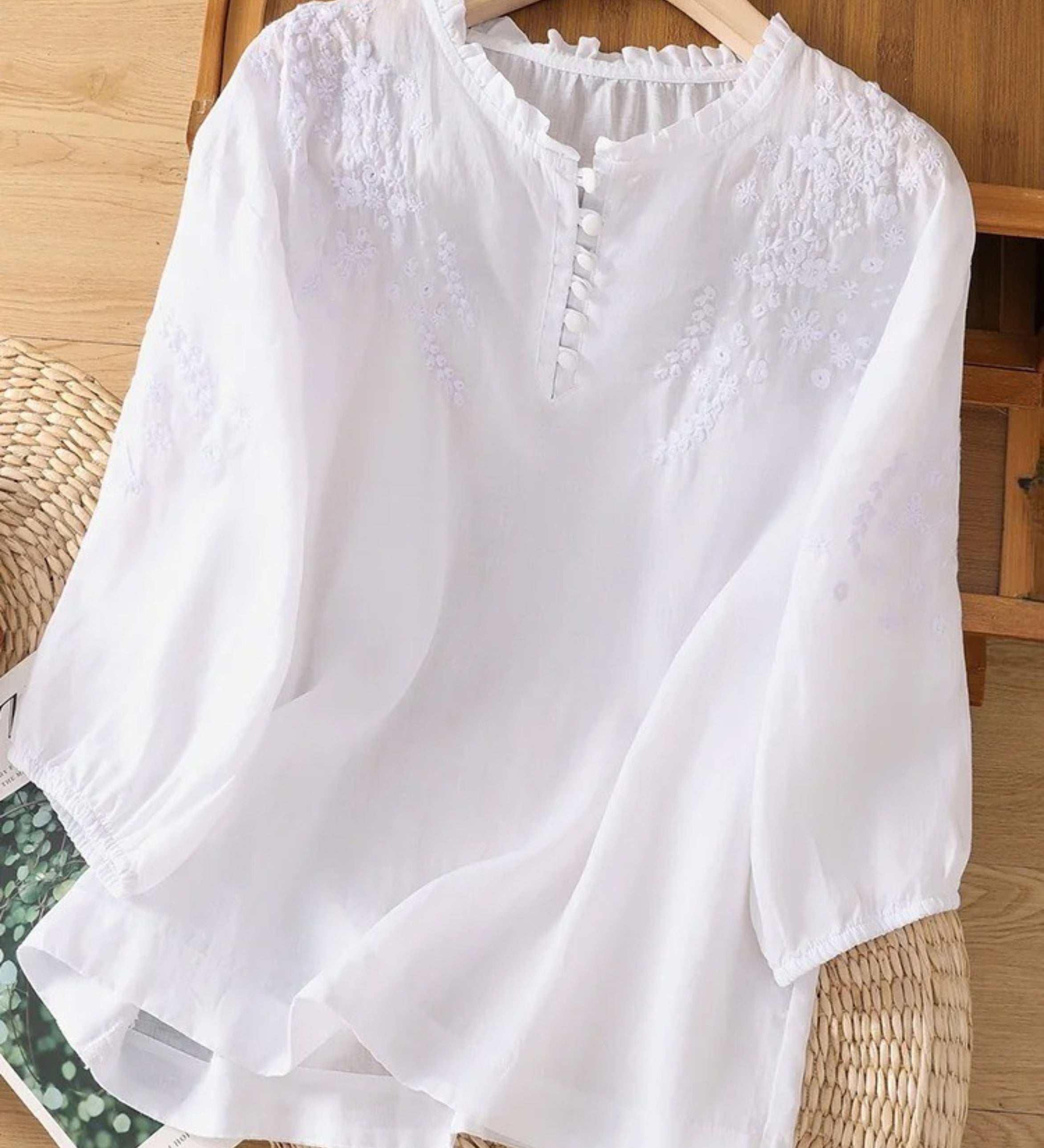 Kissina | Blusa de cotó i lli brodada
