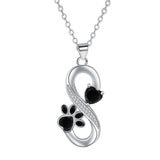 Heart and Infinite Love Pattern Necklace with Paw