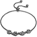 Adjustable Sterling Silver Bracelet with Dog Paw Print