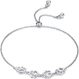 Adjustable Sterling Silver Bracelet with Dog Paw Print