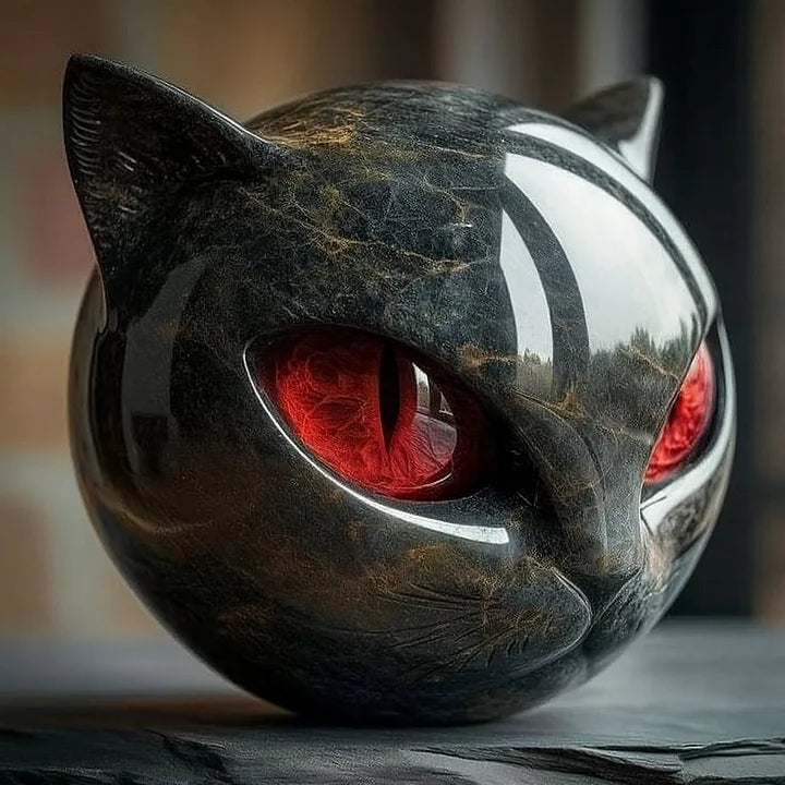 NyxCharm | Escultura de Cap de Gat Negre Místic