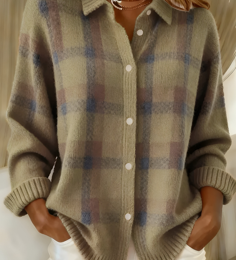Ugnė - Camisa de punt suau amb patró de quadres