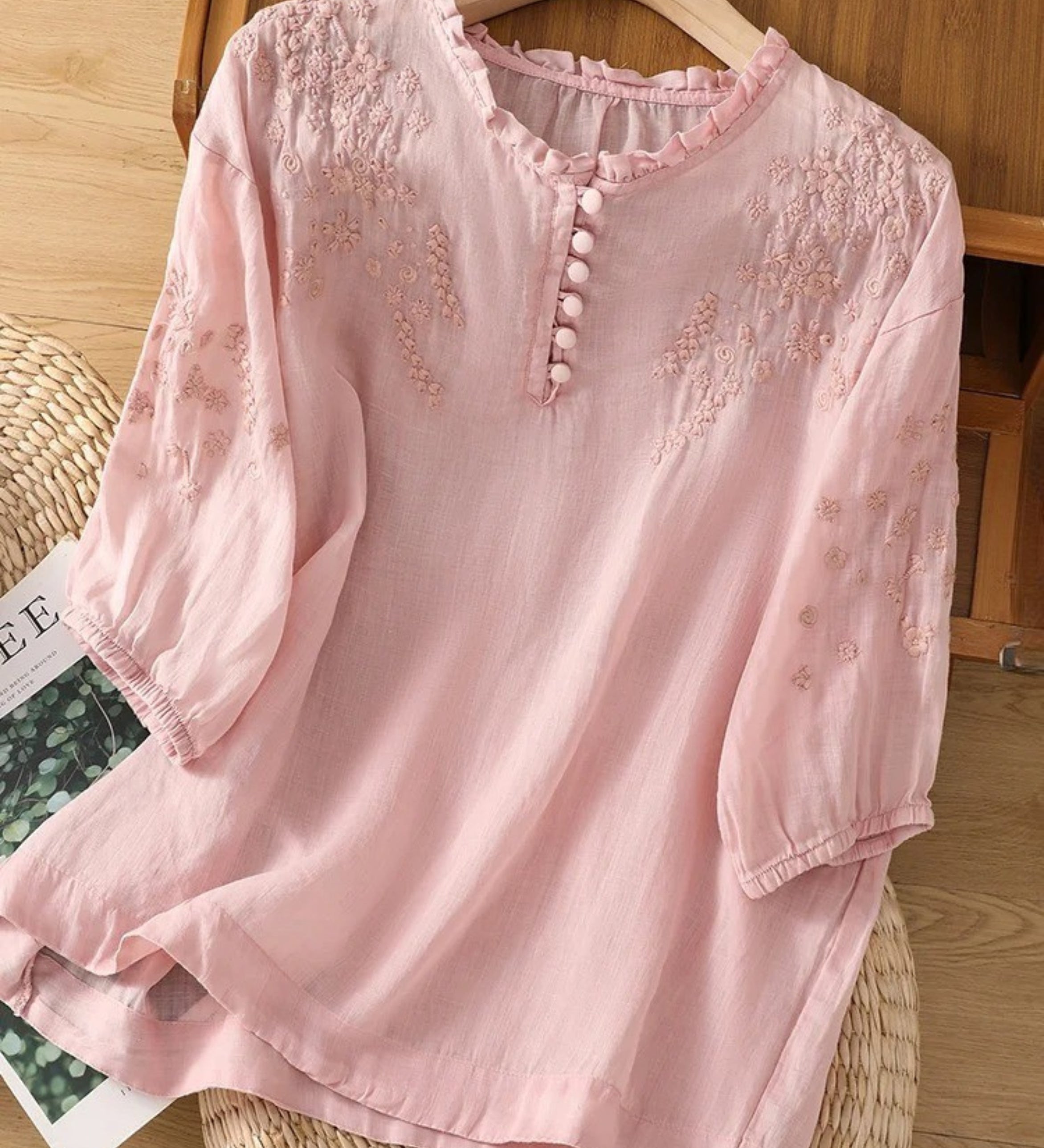 Kissina | Blusa de cotó i lli brodada