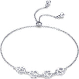 Adjustable Sterling Silver Bracelet with Dog Paw Print