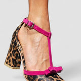 Leontina | Sabates verdes amb estampat de lleopard i accents colorits