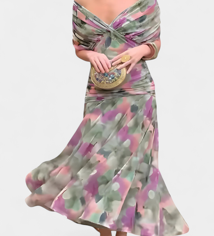 Teresa - Vestit llarg floral amb escot en V