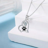 Sentimental Paw Print Pendant with Zirconia - For Dog Lovers