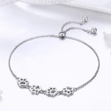 Adjustable Sterling Silver Bracelet with Dog Paw Print