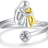 Adjustable Dog Ring Made of Silver – Handmade Ring for Women