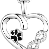 Collar with paw print and heart with infinity pendant