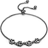Adjustable Sterling Silver Bracelet with Dog Paw Print