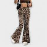 Pantalons de tall bootcut amb estampat de lleopard