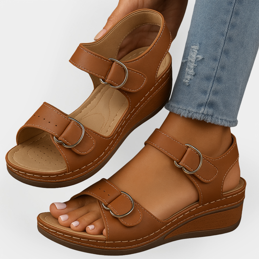 Sandàlies ortopèdiques de cuir amb taló
