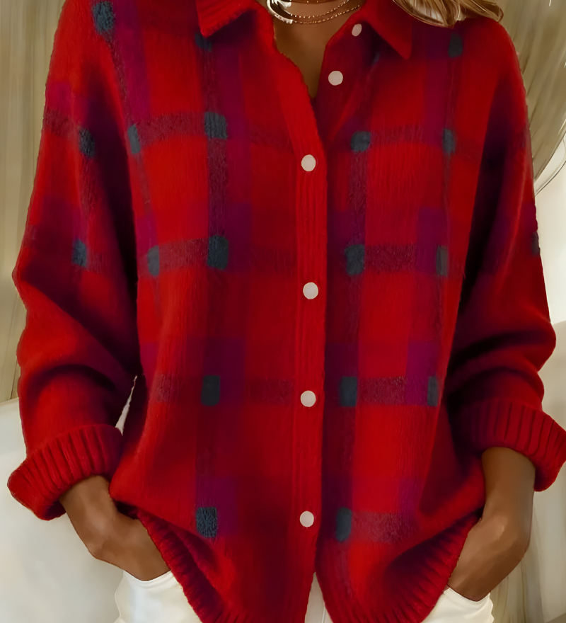 Ugnė - Camisa de punt suau amb patró de quadres