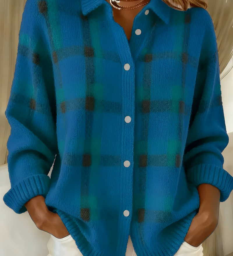 Ugnė - Camisa de punt suau amb patró de quadres