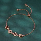Adjustable Sterling Silver Bracelet with Dog Paw Print
