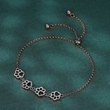 Adjustable Sterling Silver Bracelet with Dog Paw Print