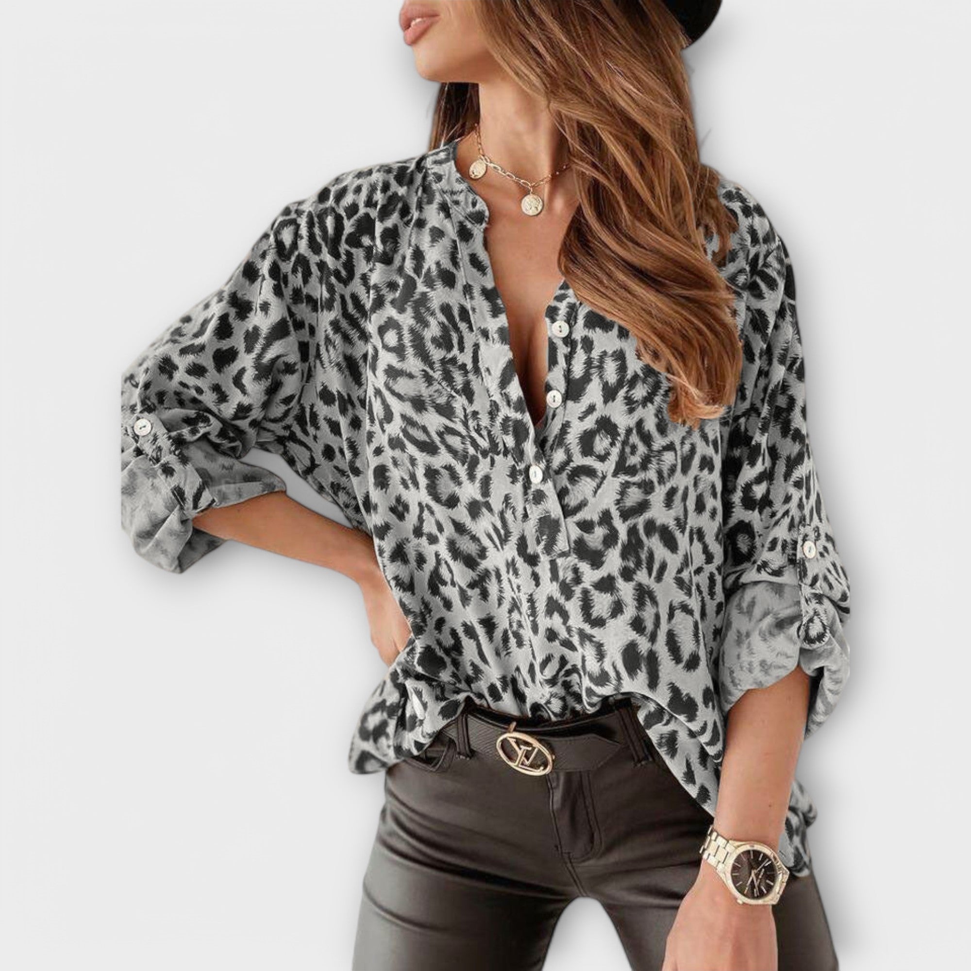 Iara | Blusa moderna amb estampat de lleopard