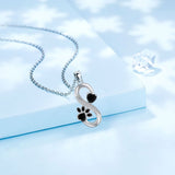 Heart and Infinite Love Pattern Necklace with Paw