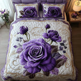 3-Piece Quilted Bed Set - Violet Pink