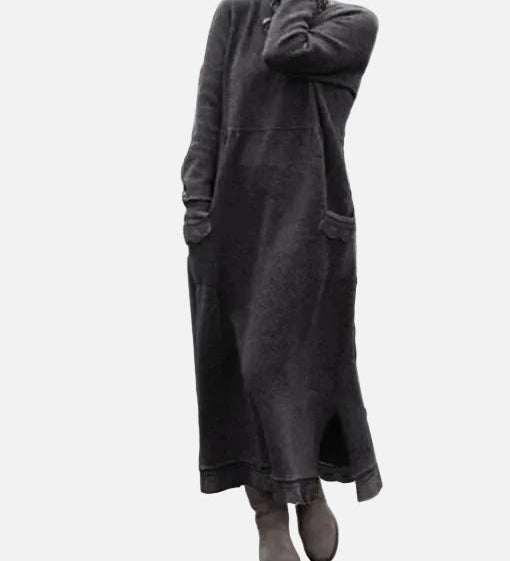 Vestit Maxi de Tardor – Sudadera Elegant de Tall Lliure per a Reunions Acollidores de Tardor