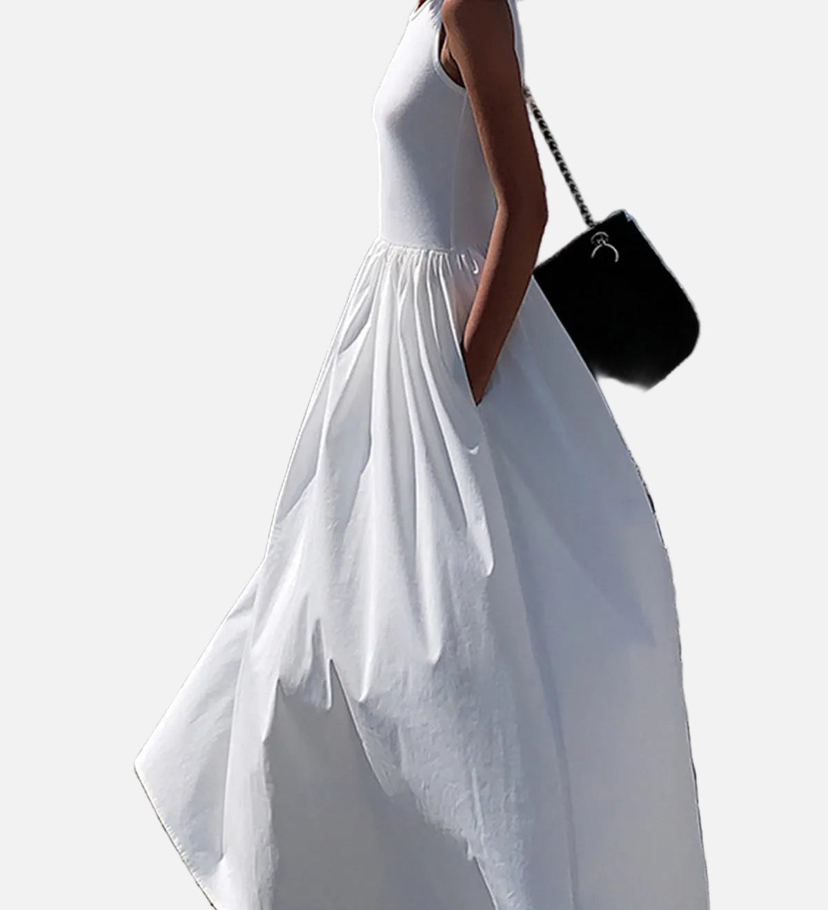Vestit Maxi Sense Mangues de Barreges de Cotó Formal