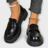 Mocassins femenins amb disseny ortopèdic i talons de setí