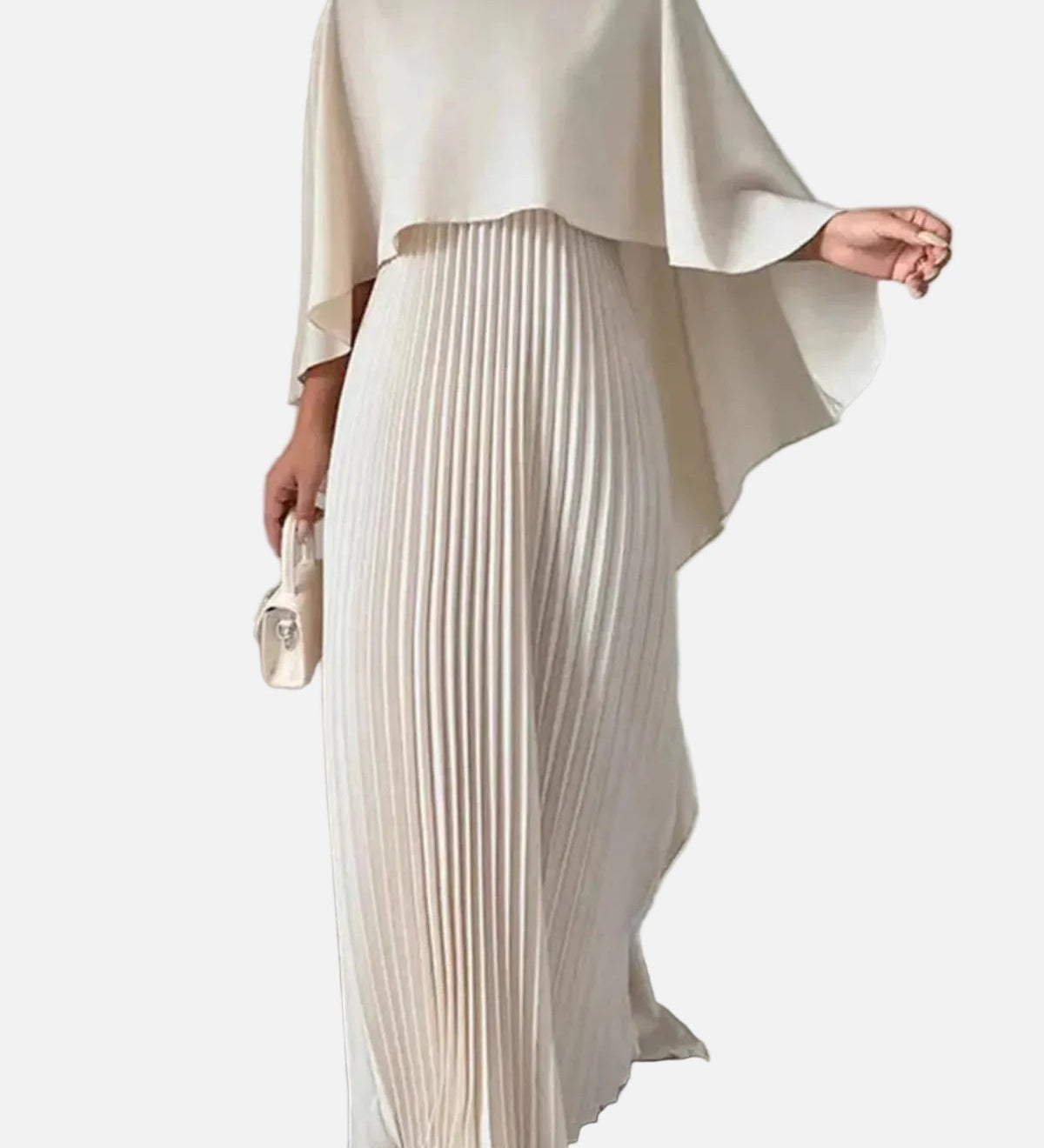 Vestit Maxi d'Convidada de Boda amb mànigues de ratpenat plisades