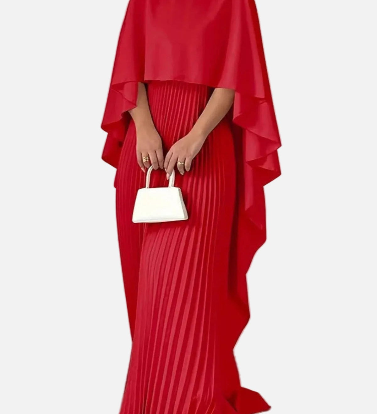 Vestit Maxi d'Convidada de Boda amb mànigues de ratpenat plisades