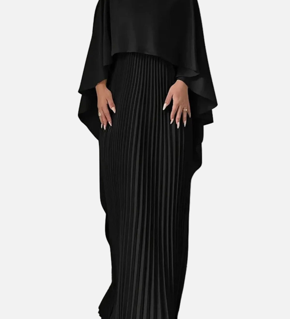 Vestit Maxi d'Convidada de Boda amb mànigues de ratpenat plisades