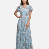 Vestit Maxi Floral – Elegants Mangues amb Volants per a Esdeveniments d'Estiu