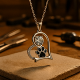 Sentimental Paw Print Pendant with Zirconia - For Dog Lovers