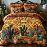 3-Piece Quilted Bed Set - Sunrise Over the Cacti