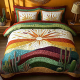 3-Piece Quilted Bed Set - Sunset Over the Cacti