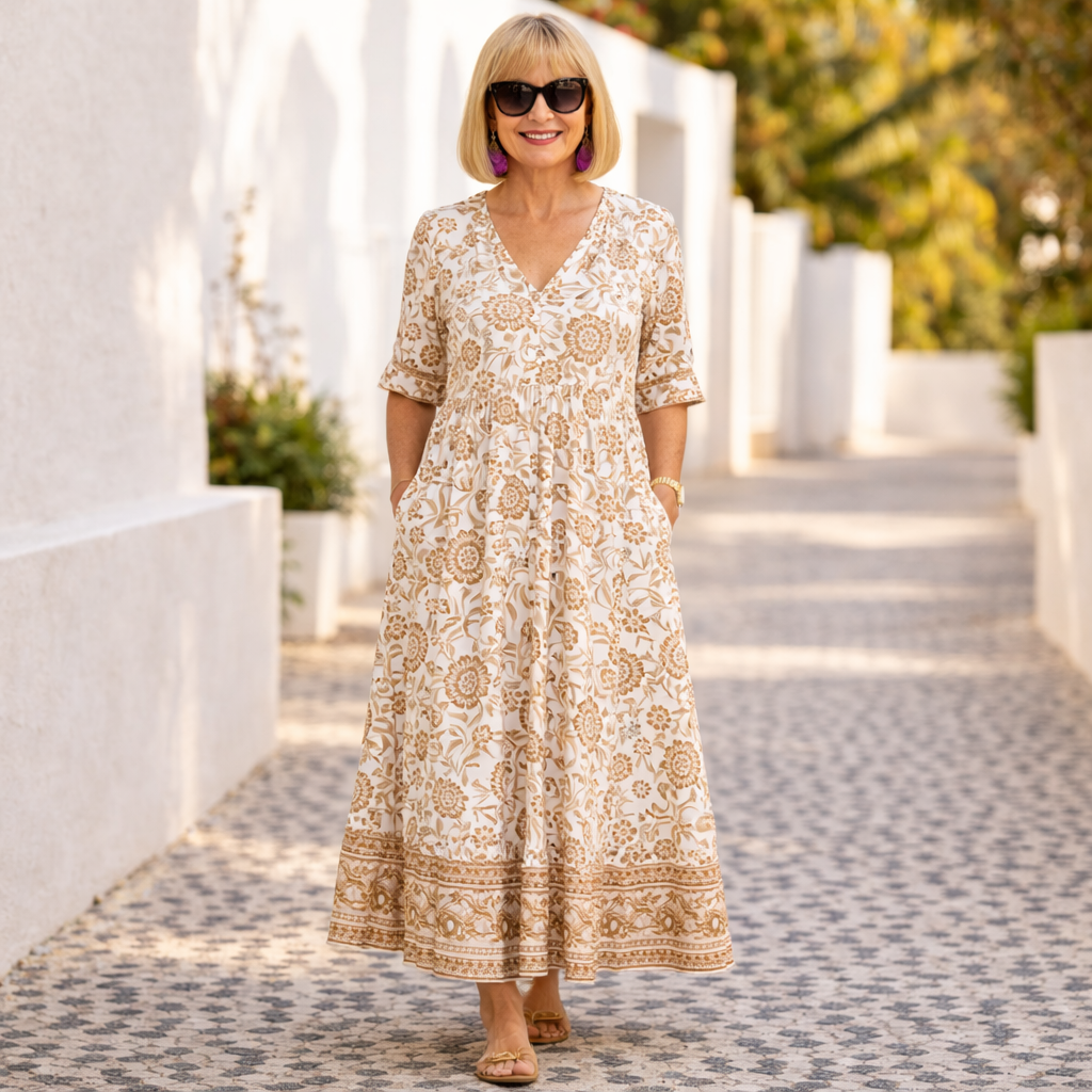 Juana | Vestit Elegant amb Estampat Floral i Sensació Fresca