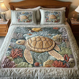 3-Piece Quilted Bed Set - Sea Turtles