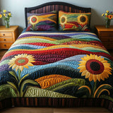 3-Piece Quilted Bed Set - Sunflower Field