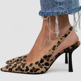 Liorina | Talons alts chaki amb estampat de lleopard i punta afilada
