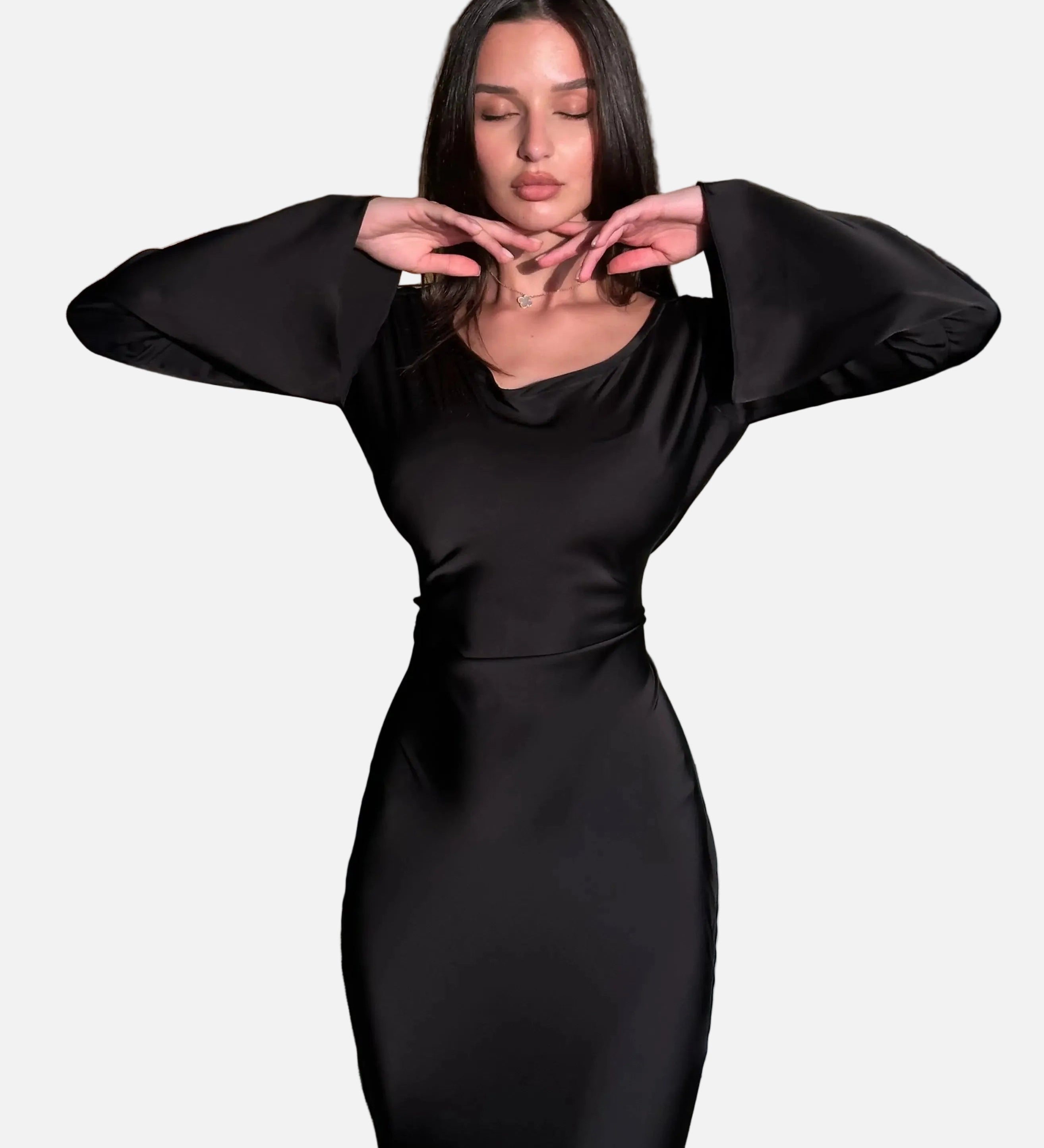 Vestit Maxi Elegant de Manga Llarga per a Convidades de Boda