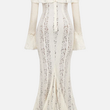 Elegant Maxi Vestit de Renda Off-Shoulder per a Convidades de Boda