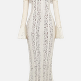 Elegant Maxi Vestit de Renda Off-Shoulder per a Convidades de Boda