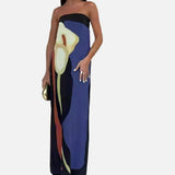 Vestit Maxi de Festa d'Estiu Estampat Sense Tirants Calla