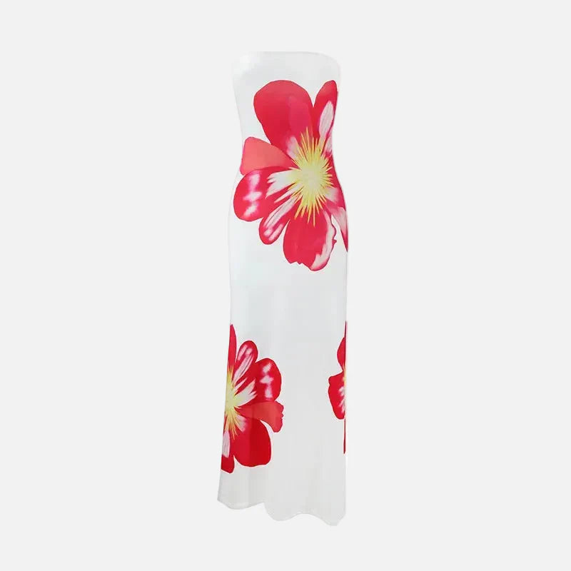 Vestit Maxi Floral Sense Tirants – Vestit de Nit Elegant per a Dones
