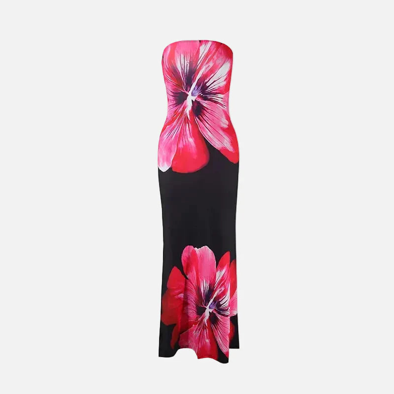Vestit Maxi Floral Sense Tirants – Vestit de Nit Elegant per a Dones
