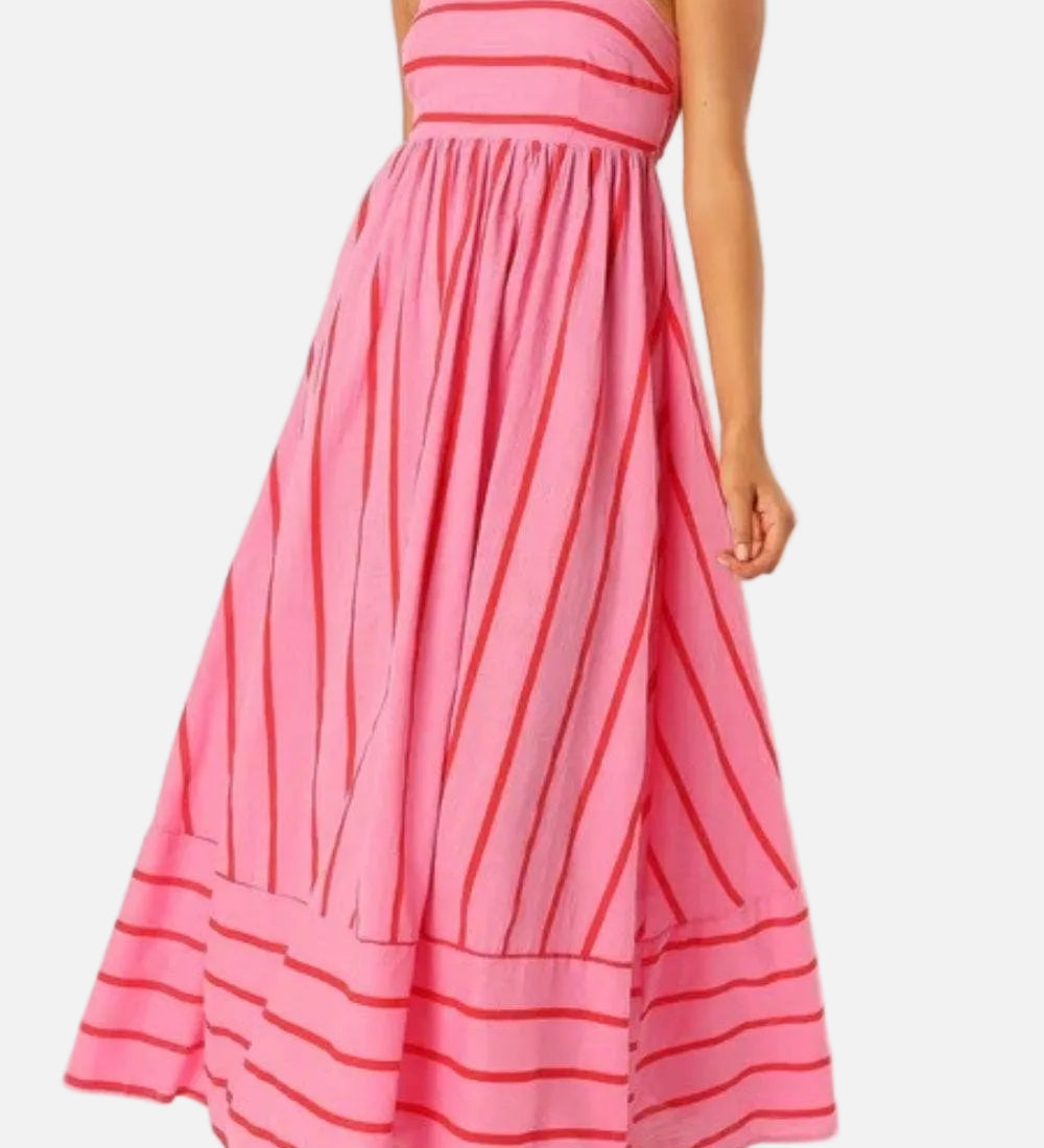 Vestit Maxi de Platja d'Estiu amb Tirants a Ratlles