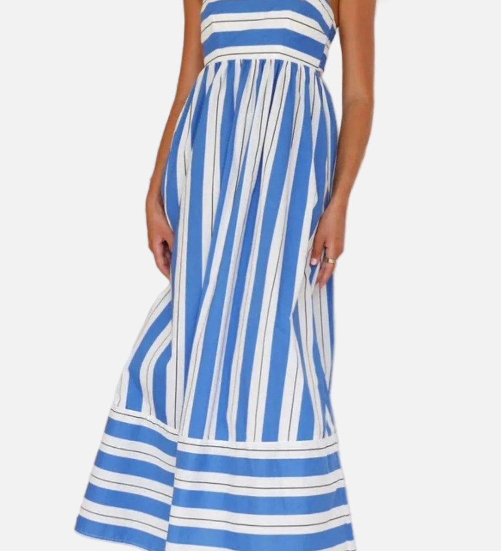 Vestit Maxi de Platja d'Estiu amb Tirants a Ratlles