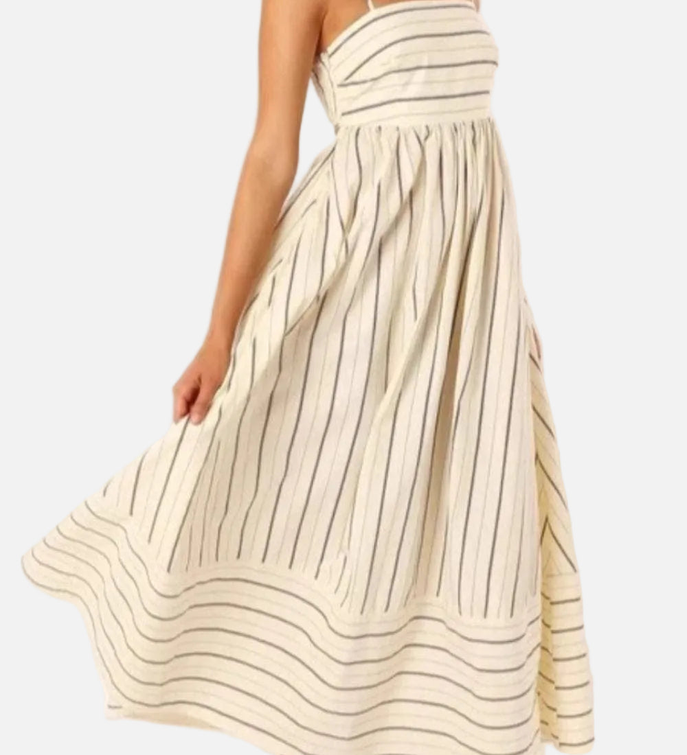 Vestit Maxi de Platja d'Estiu amb Tirants a Ratlles
