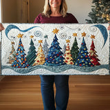 Quilted Table Runner - Snowy Pines Landscape