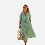Vestit midi d'estiu per a dona – estil boho de platja amb butxaques